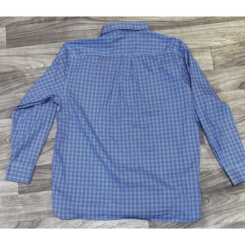 Daniel Cremieux Men's Large Blue Gingham Plaid Dress Shirt Signature Collection - Picture 7 of 8